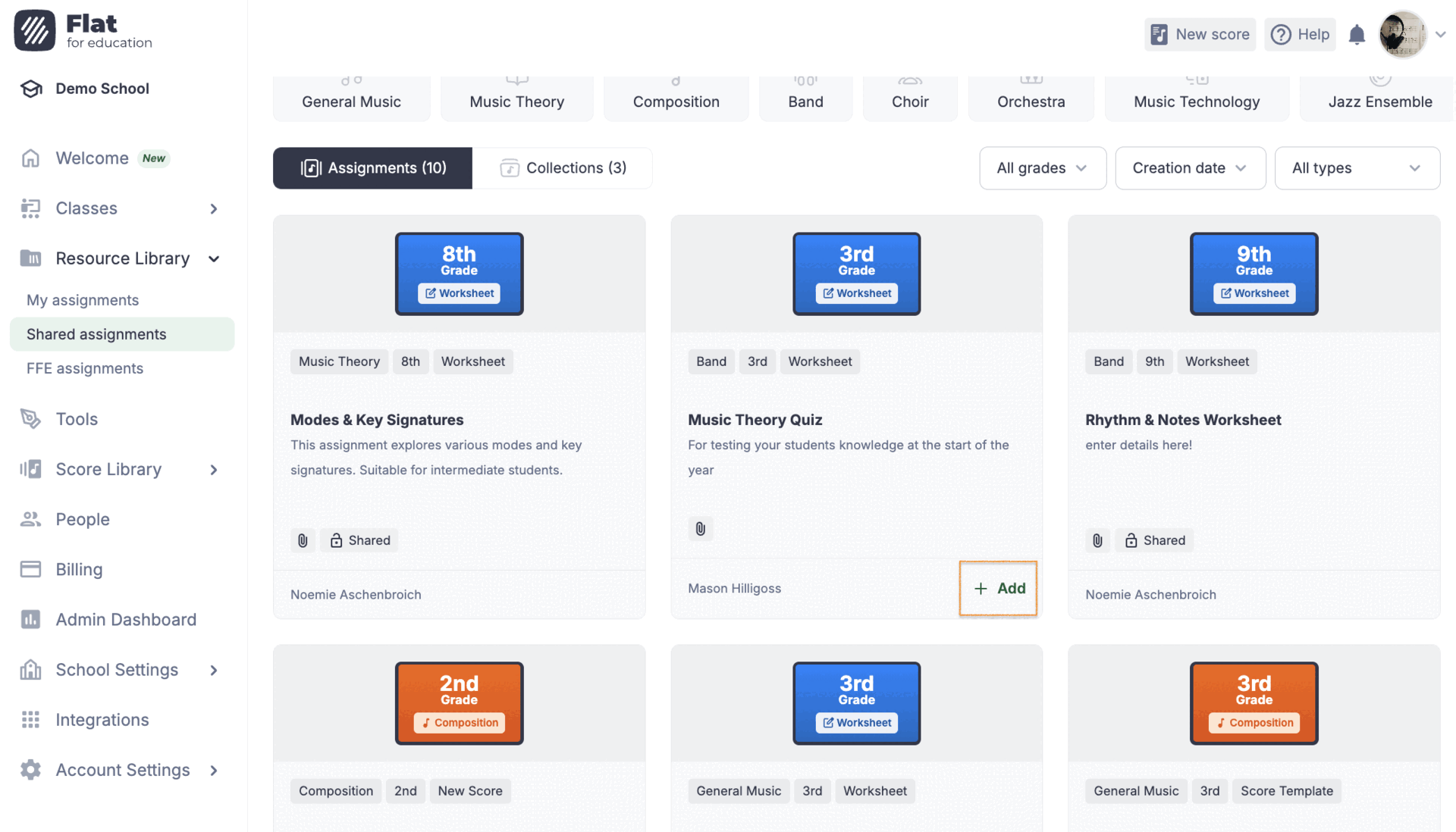 Adding shared assignments to 'my library'