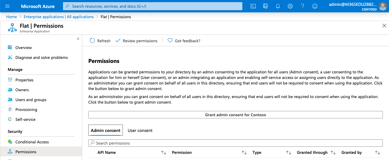 Azure Admin console